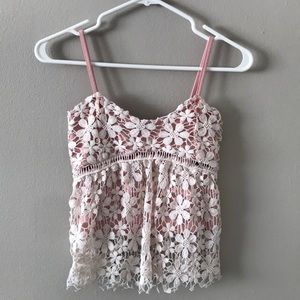 Lace pink tank top